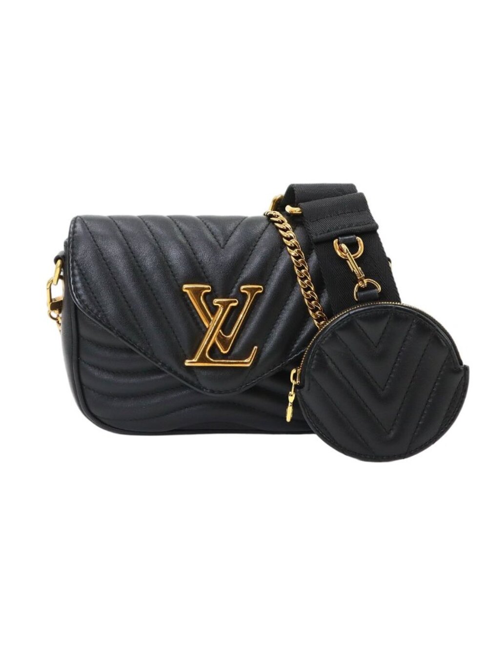 Louis Vuitton Multi Pochette Shoulder Bag Leather Black